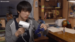 he is so focused on drying that fabric